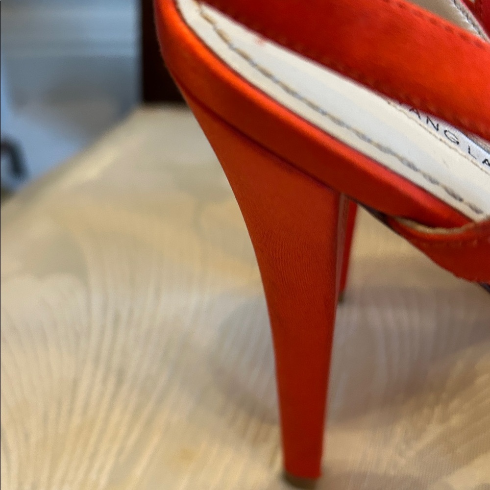 Vera Wang Vibrant Orange Floral Heels - Picture 4 of 5